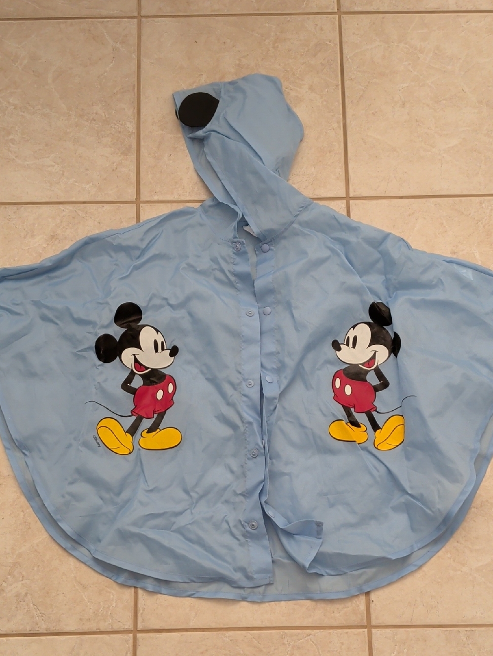 Disney Light Blue Mickey Mouse Kids Hooded Rain Poncho